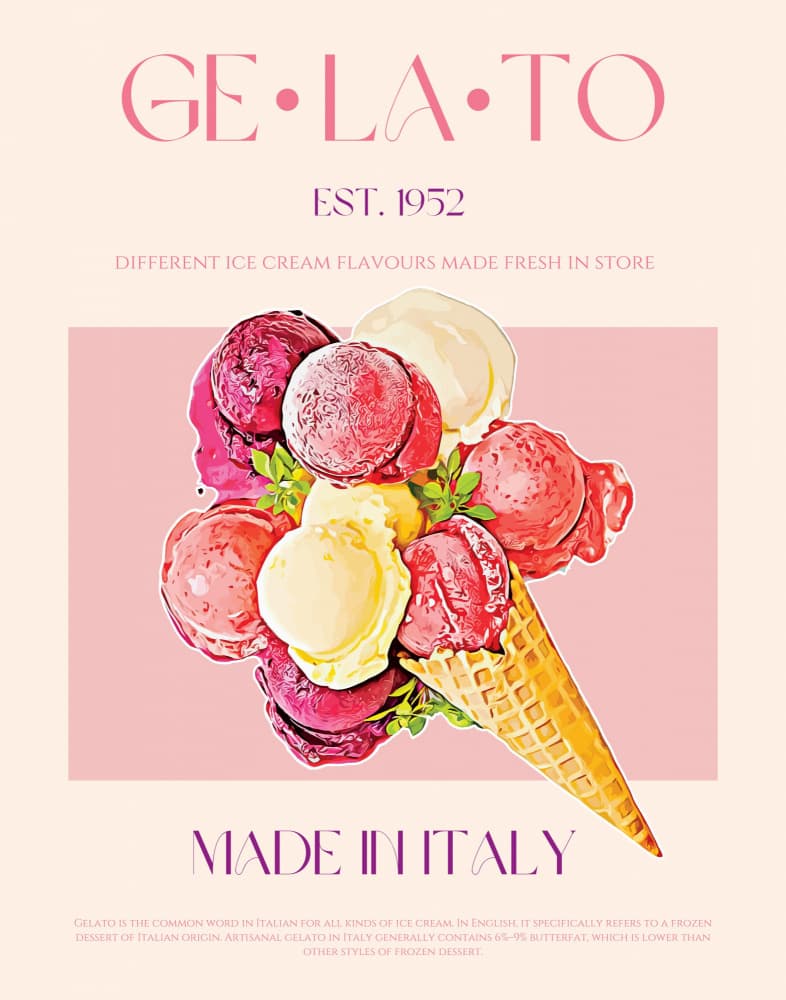 Italian Gelato Flavors by Nazma Khokhar — canvas wall art