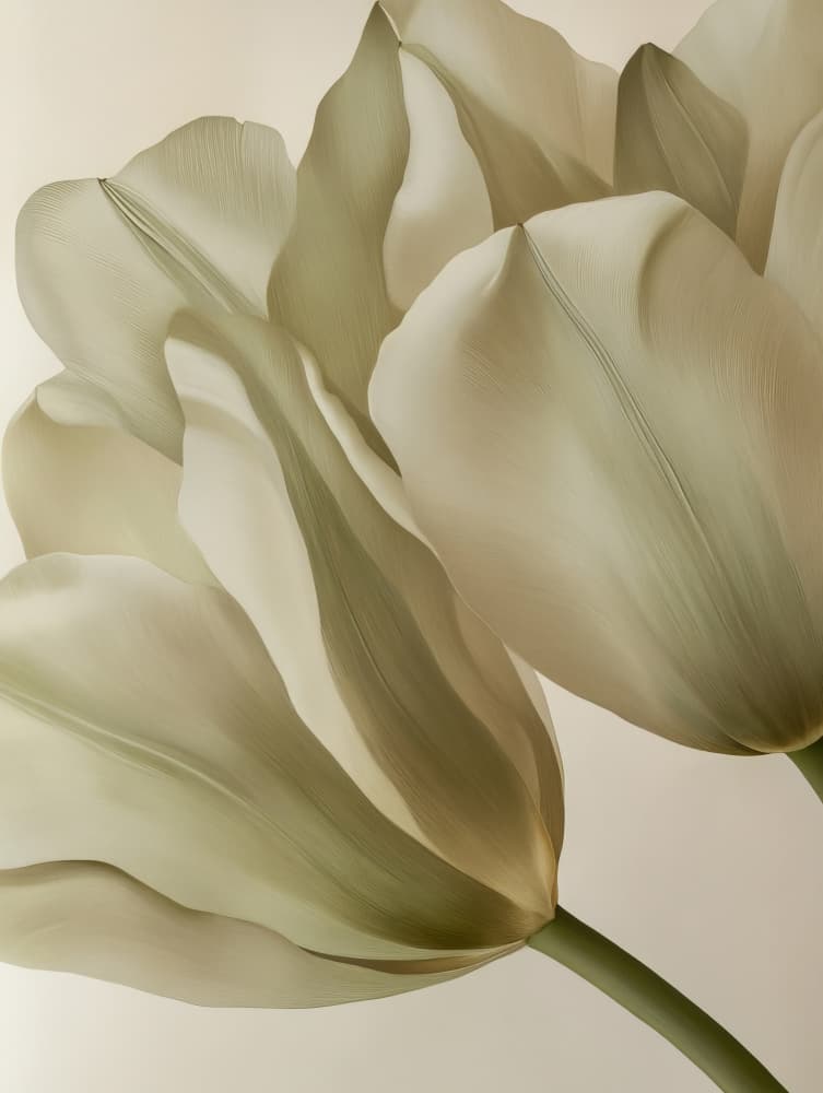 Soft Green Tulips by Bilge Paksoylu — canvas wall art