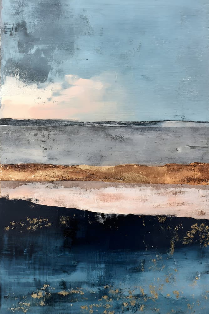 Blue Gold Horizon by Miguel Bruzual — canvas wall art
