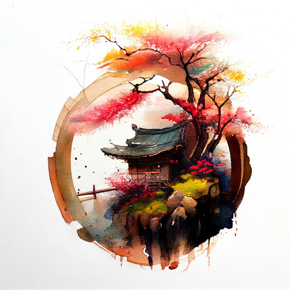 Japanese Temple Blossoms by Justyna Jaszke — canvas wall art