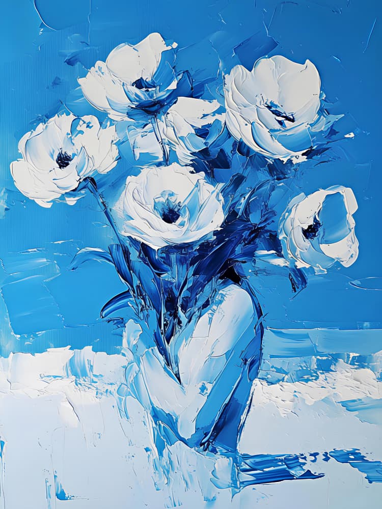 Textured Blue Flowers by Avanesova Elena — canvas wall art