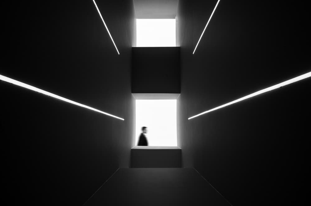 Man in Geometric Light by Maurits De Groen — canvas wall art