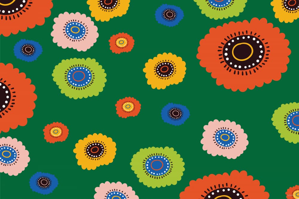 Colorful Folk Flowers by Sue Skellern — canvas wall art