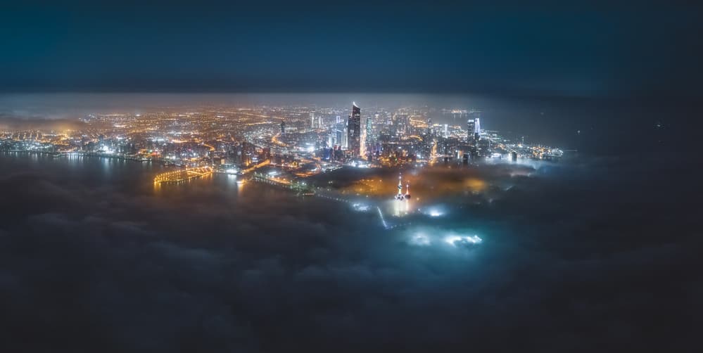 Misty City Glow by Faisal ALnomas — canvas wall art