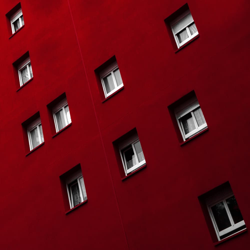 Bold Red Architecture by Gilbert Claes — canvas wall art