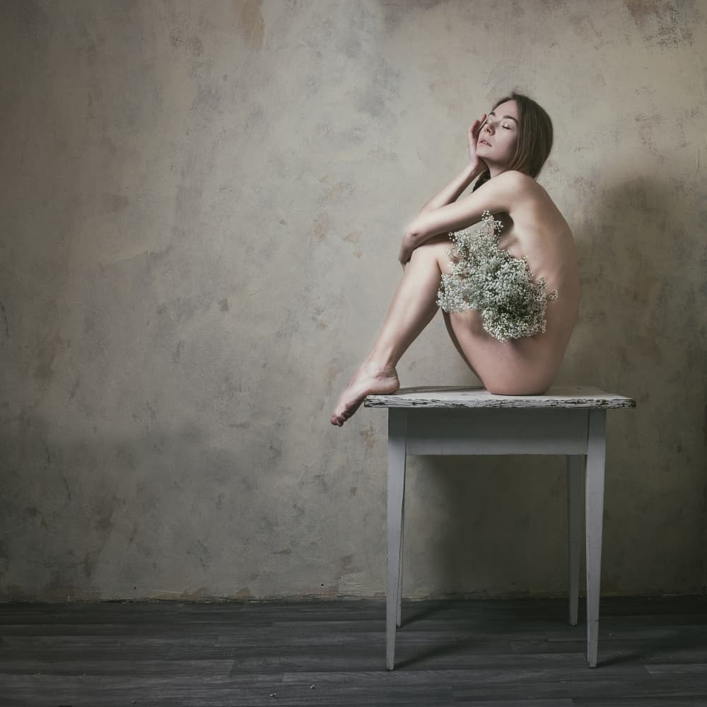Serene Nude With Flowers by Christian Kurz — canvas wall art