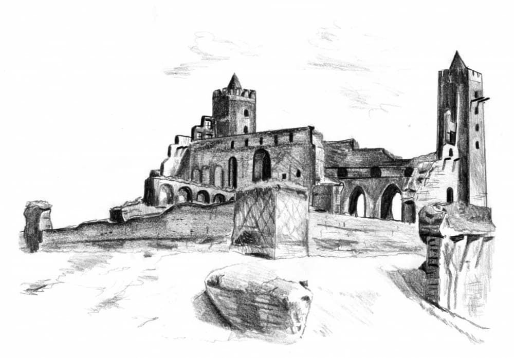Medieval Fortress Sketch by Kulik — canvas wall art