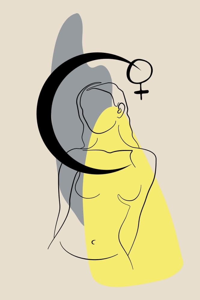 Feminine Moon Line Art by Anna Rose — canvas wall art