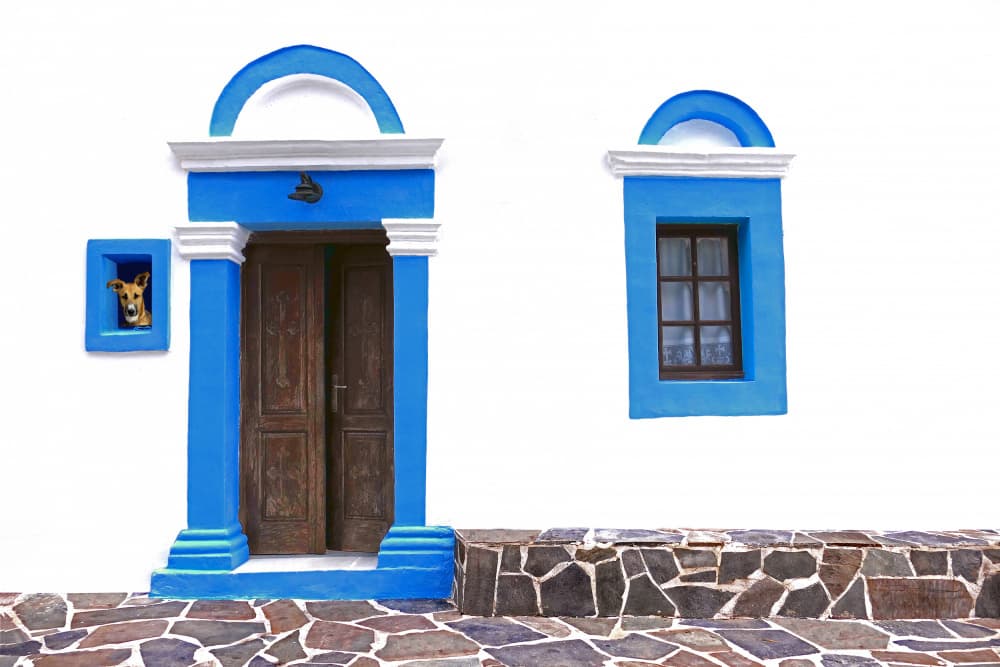 Blue Door White Wall by Giorgio Pizzocaro — canvas wall art