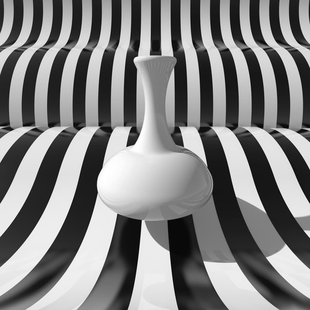 White Vase Black Stripes by Antonyus Bunjamin (Abe) — canvas wall art