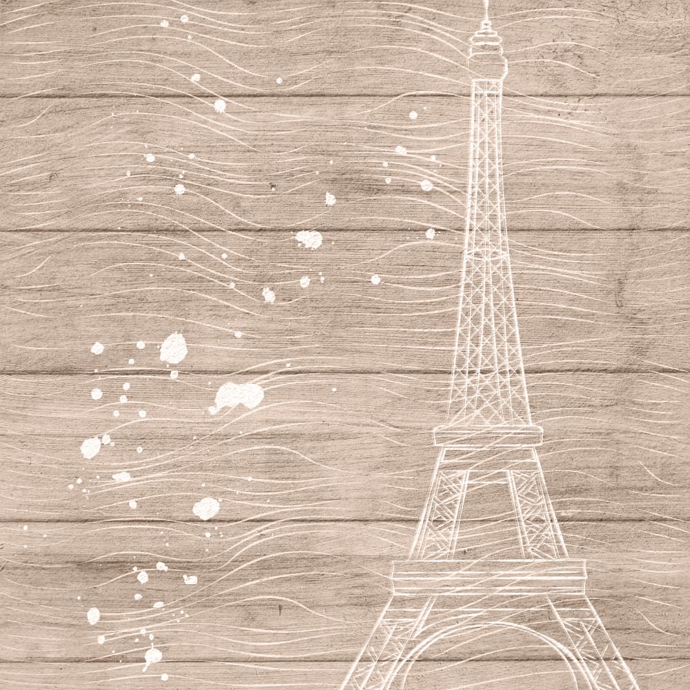 Eiffel Tower Wood Sketch by Martina — canvas wall art
