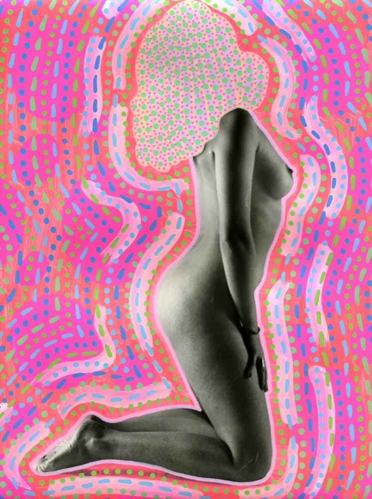 Vibrant Pink Nude Figure by Naomi Vona — canvas wall art