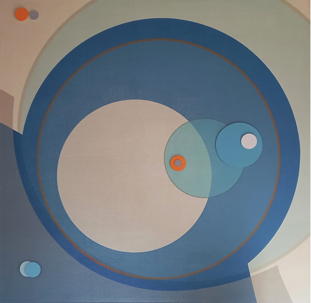 Layered Blue Geometry by Alejandra Winkhaus — canvas wall art