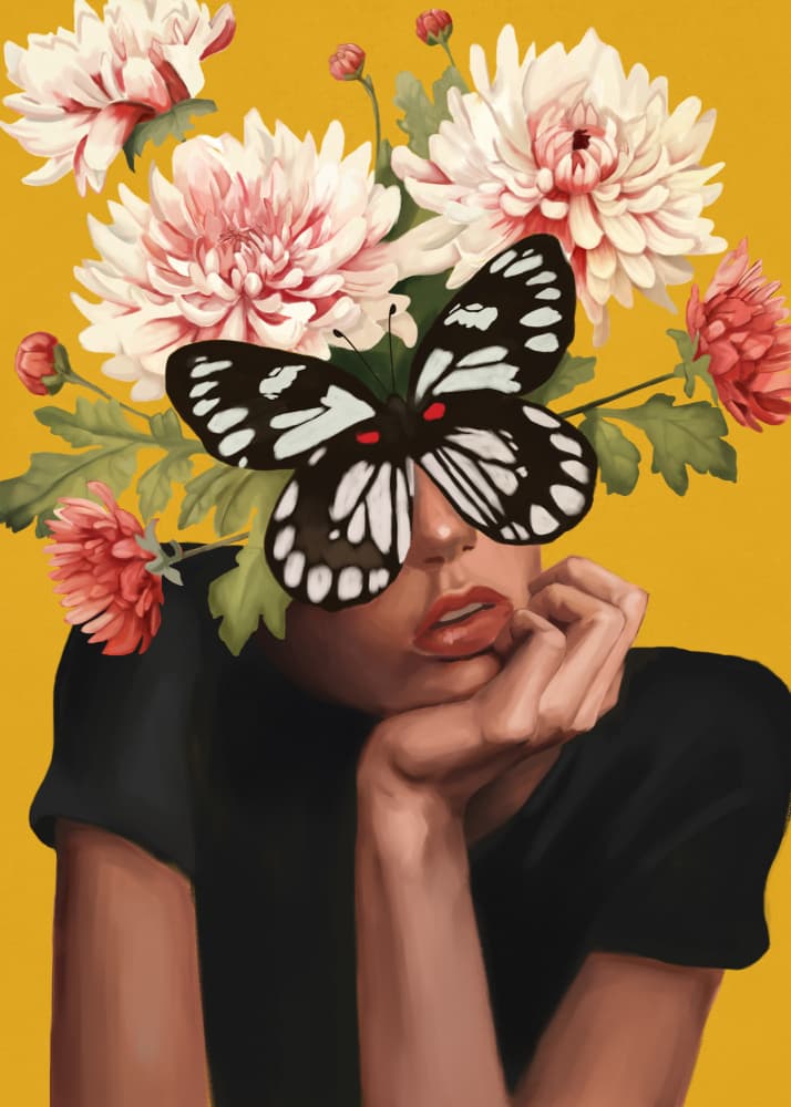 Butterfly Bloom Portrait by Nadjaa — canvas wall art