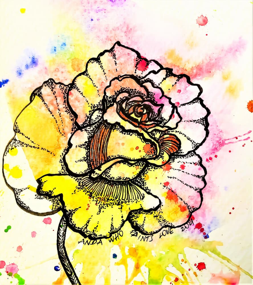 Vibrant Watercolor Rose by Anda Bieza — canvas wall art