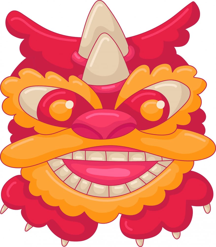 Vibrant Chinese Lion by Marika Barsrsind β canvas wall art