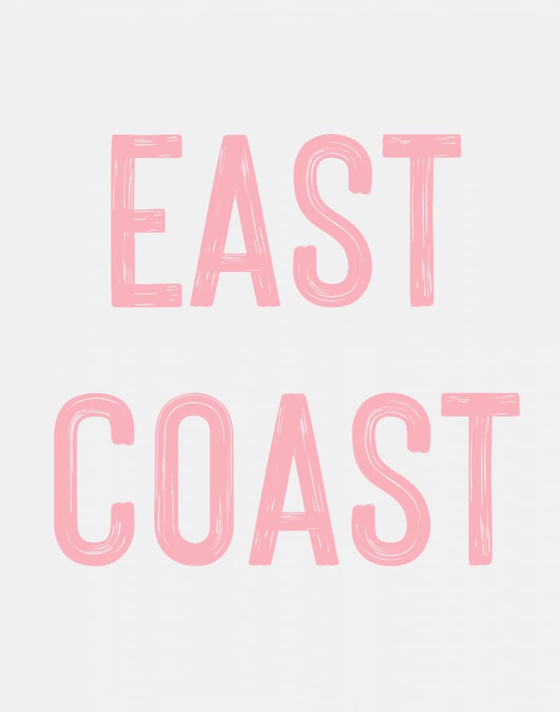 Pink East Coast Lettering by Jolly and Dash — canvas wall art