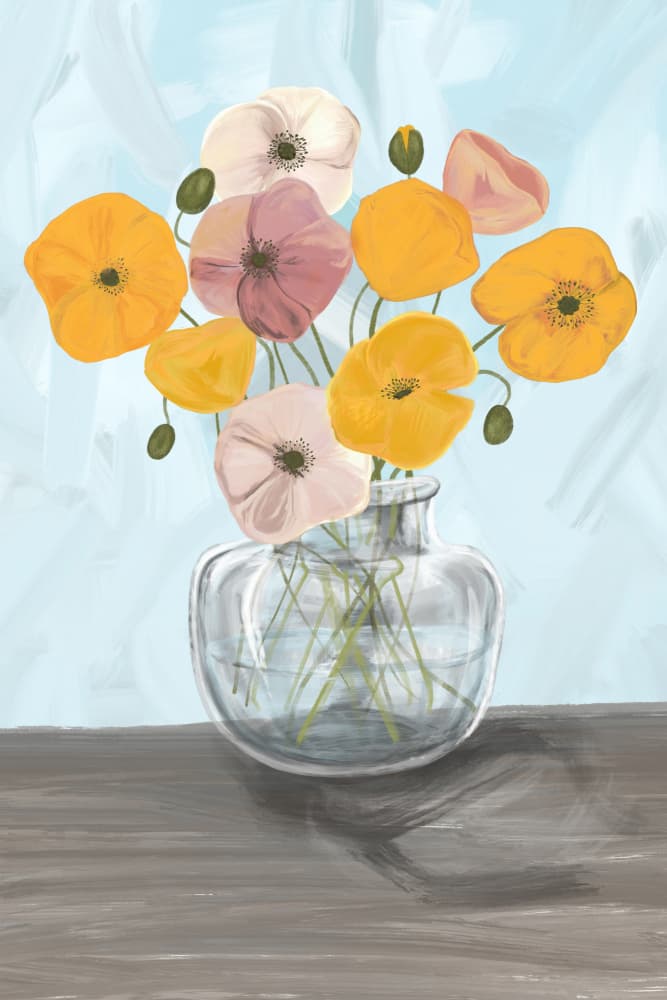 Soft Poppy Bouquet by EMELIEmaria — canvas wall art