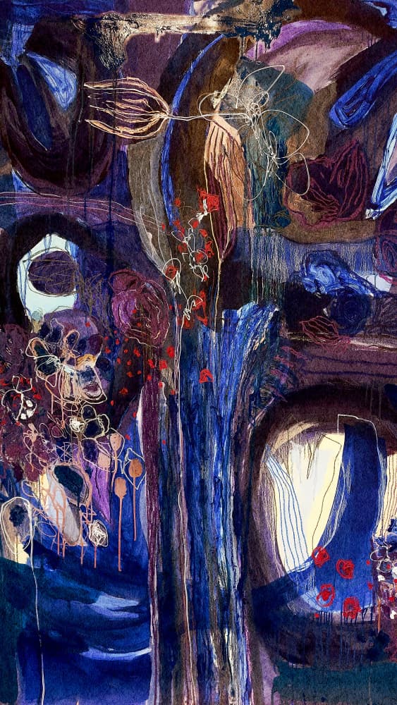 Midnight Bloom Abstract by Monika Riethmueller — canvas wall art