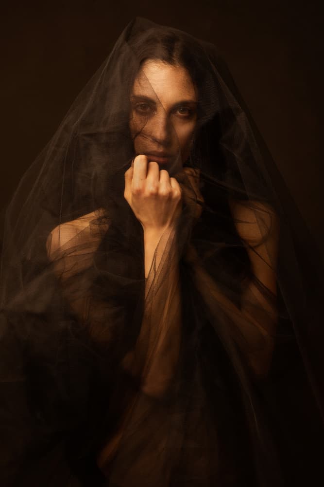 Mysterious Veiled Woman by Filippo Manini — canvas wall art