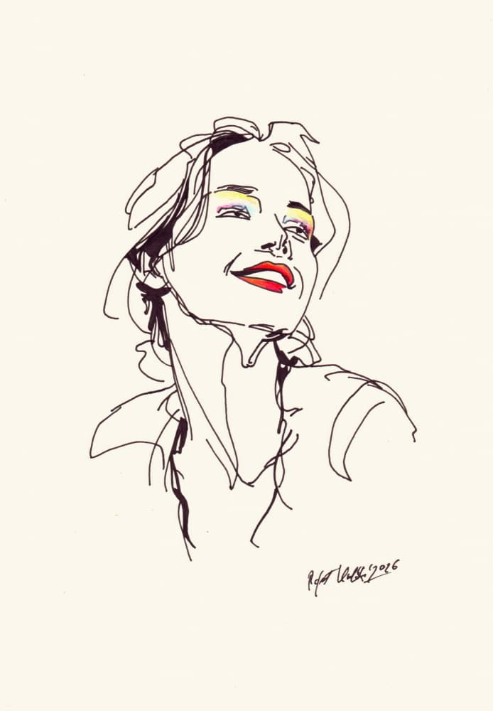 Joyful Woman Sketch by Rafal Kulik — canvas wall art