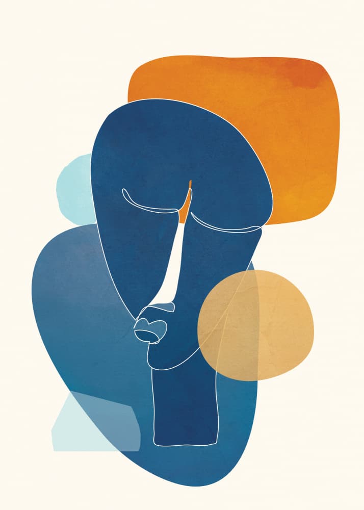 Blue Orange Abstract Profile by City Art — canvas wall art