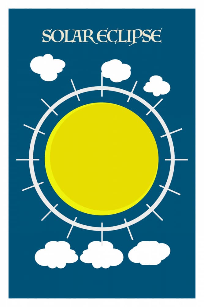 Minimalist Solar Eclipse Art Print - Celestial Sun Illustration by casa cartissi — canvas wall art