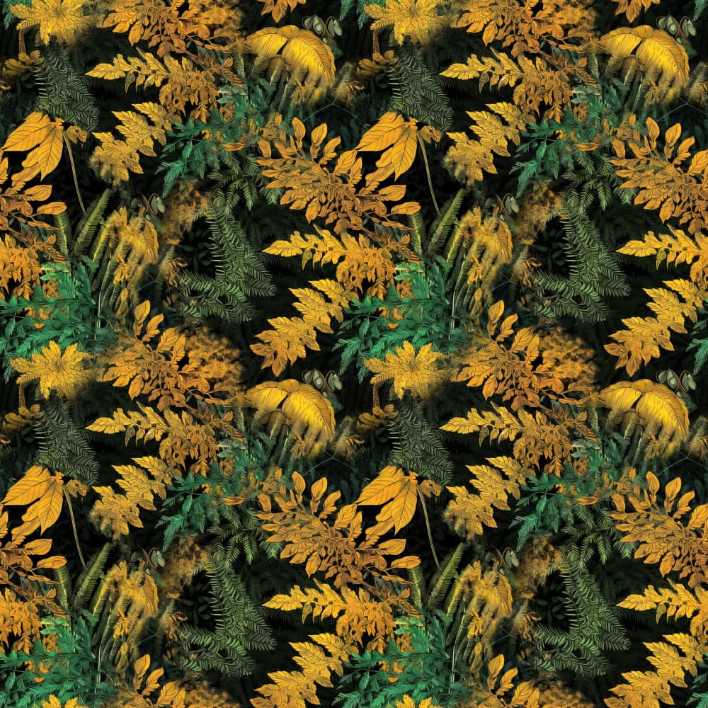 Lush Golden Jungle Foliage by Justyna Jaszke — canvas wall art