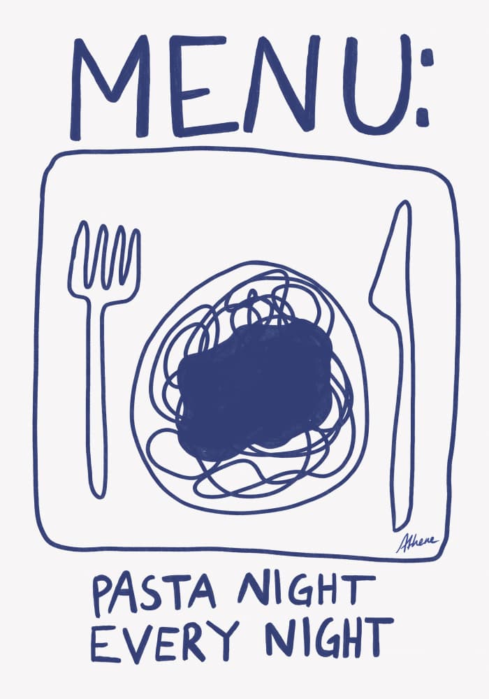 Pasta Night by Athene Fritsch — canvas wall art