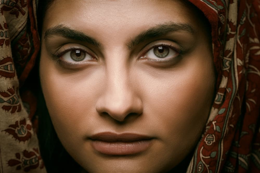 Serene Woman in Scarf by Mehdi Mokhtari — canvas wall art