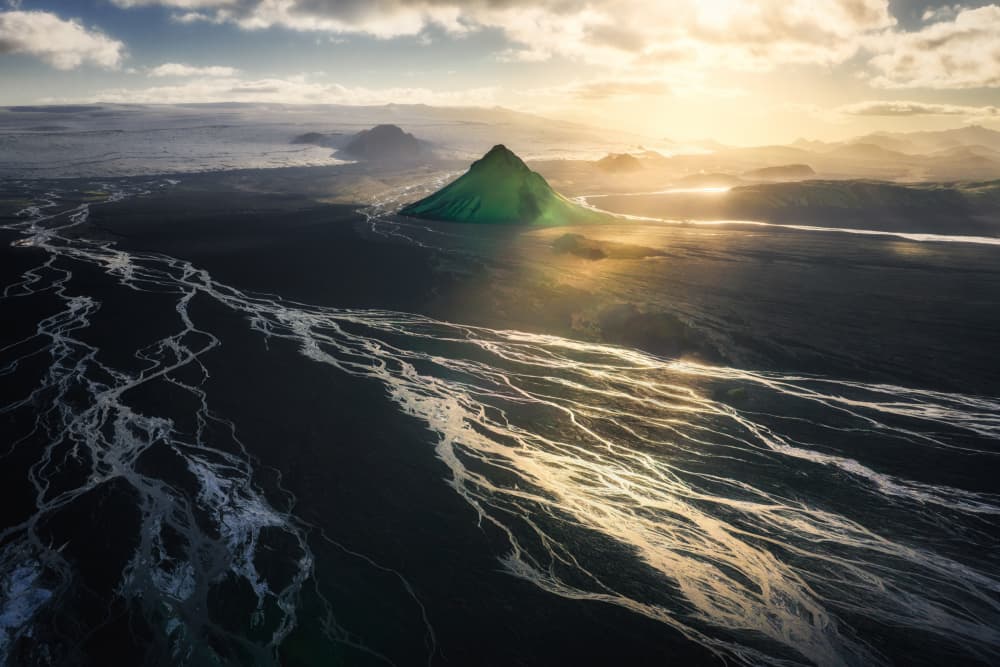 Green Mountain Golden Light by Yuan Cui — canvas wall art
