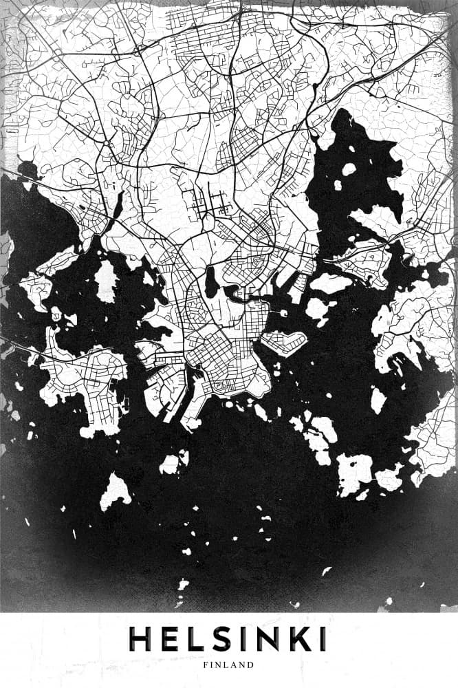 Minimalist Helsinki Map by StudioSix — canvas wall art