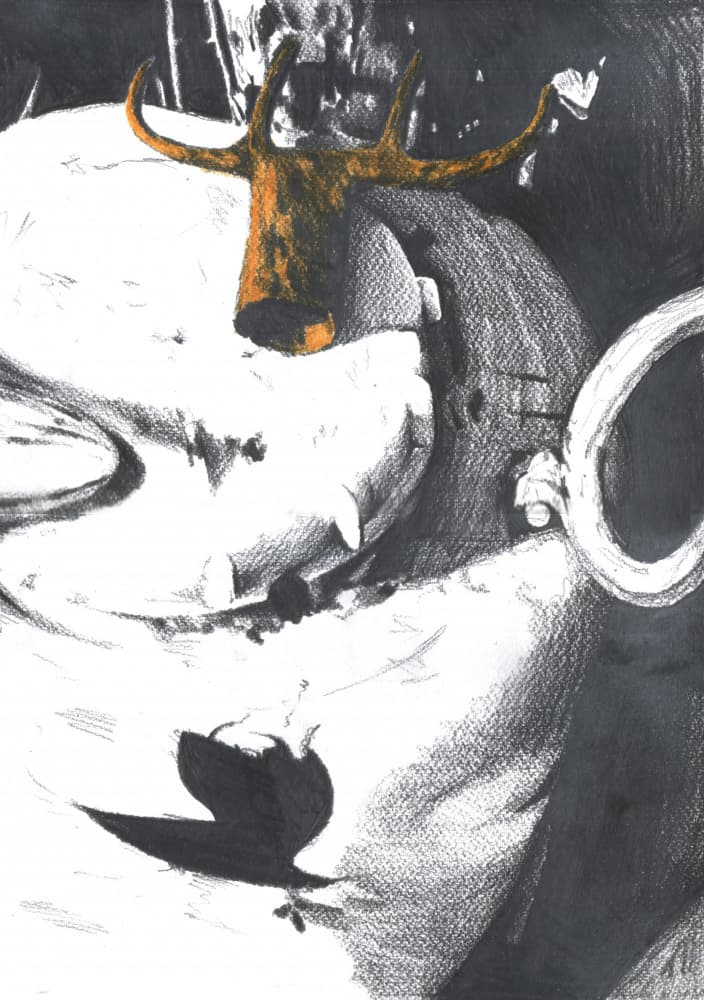 Mysterious Antlered Figure by Kulik — canvas wall art