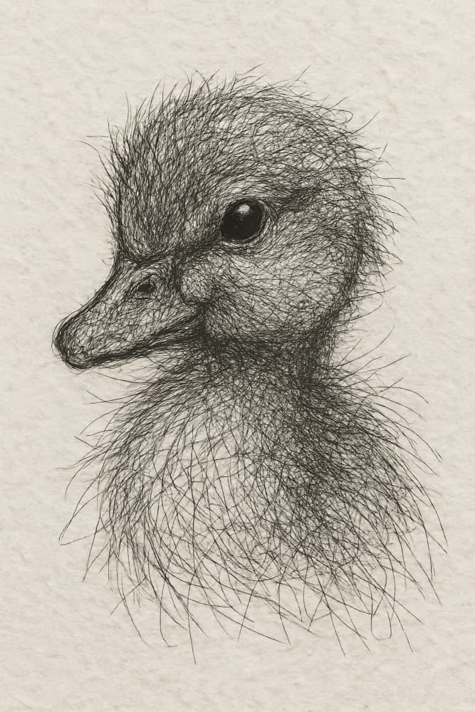 Fluffy Duckling Sketch by Natalie Bruns — canvas wall art