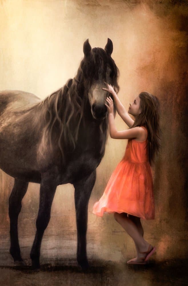 Dreamy Girl and Horse by Charlaine Gerber — canvas wall art