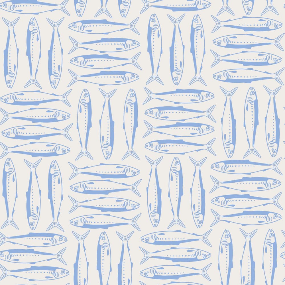 Blue Fish Pattern by Alexandra Weise — canvas wall art