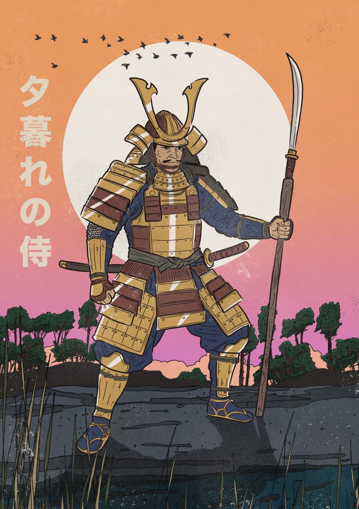 Samurai Warrior Sunset by Nicholas — canvas wall art