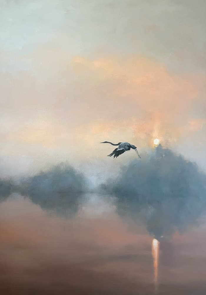 Sunrise Heron Flight by Julia Purinton — canvas wall art