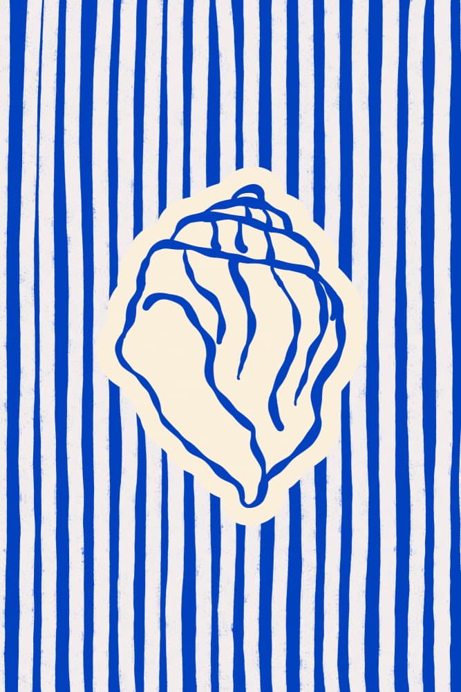 Coastal Seashell Stripes by Treechild — canvas wall art