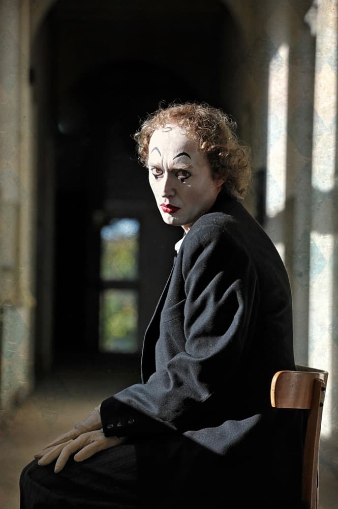 Melancholy Mime Performer by Monika Vanhercke — canvas wall art