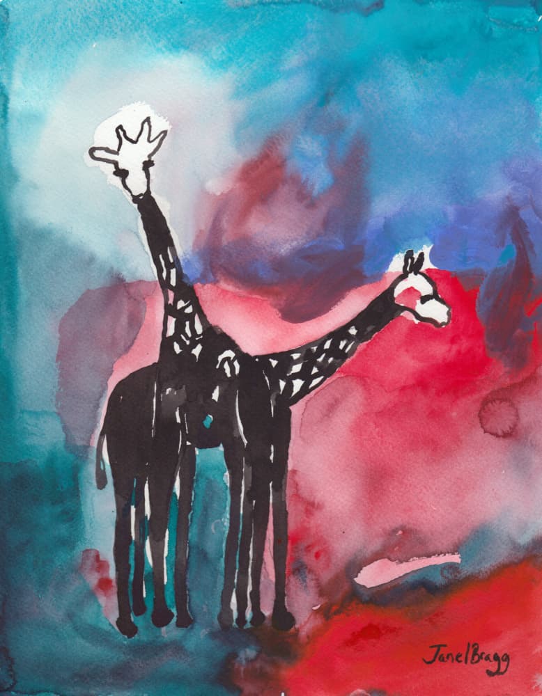 Vibrant Giraffes by Janel Bragg — canvas wall art