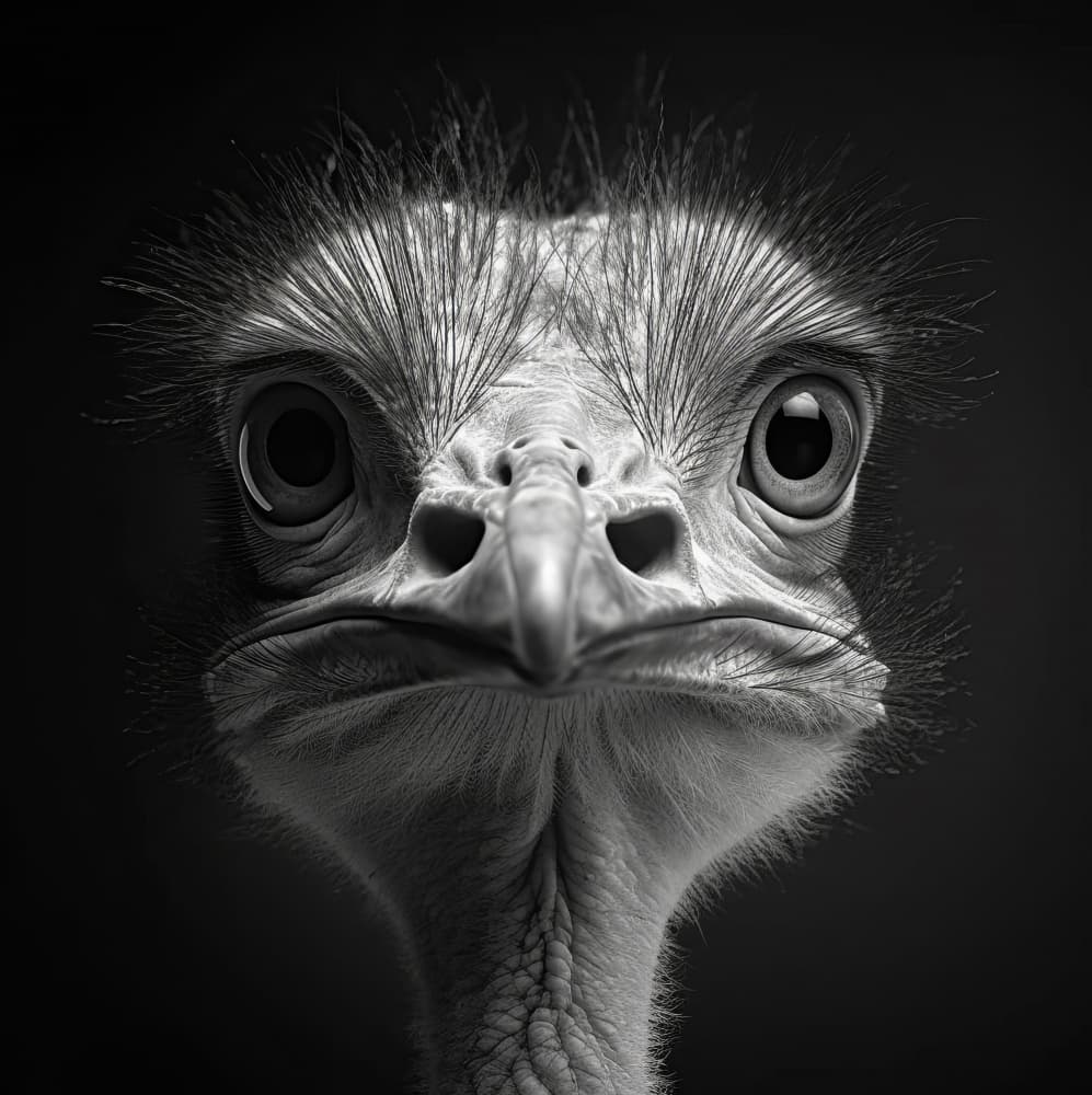 Curious Ostrich Portrait by Bilge Paksoylu — canvas wall art