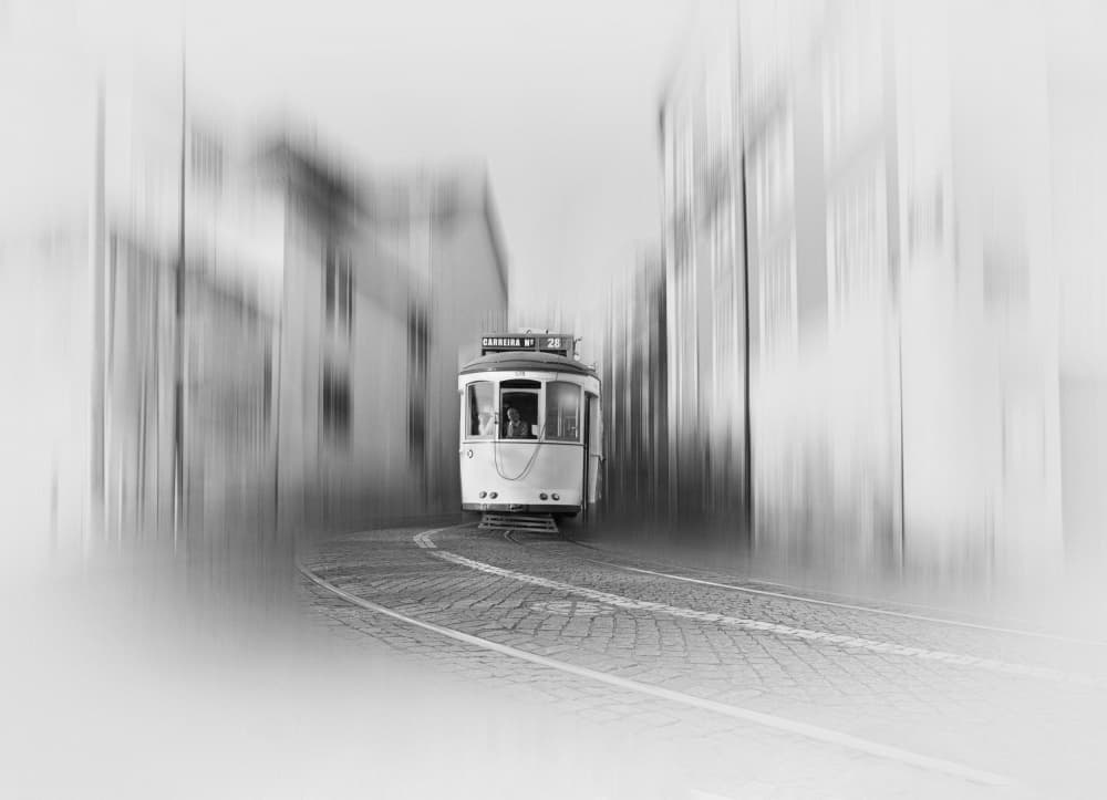 Classic Tram Blur by Yanyan Gong — canvas wall art
