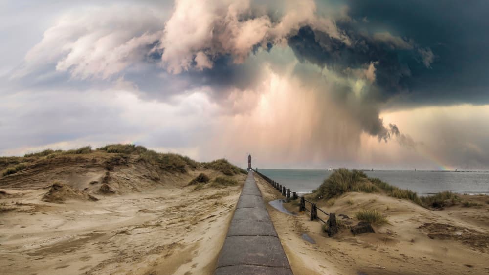 Lighthouse Under Stormy Sky by Stéphane Pecqueux — canvas wall art