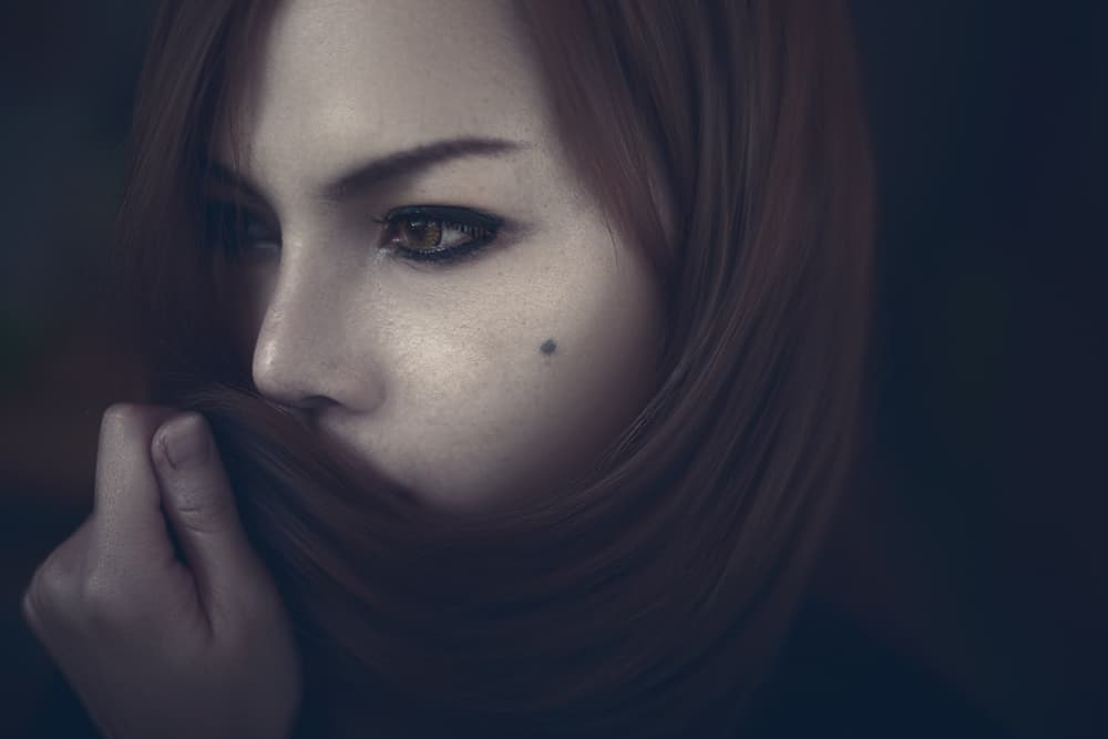 Pensive Woman Hiding by Abr Abe — canvas wall art