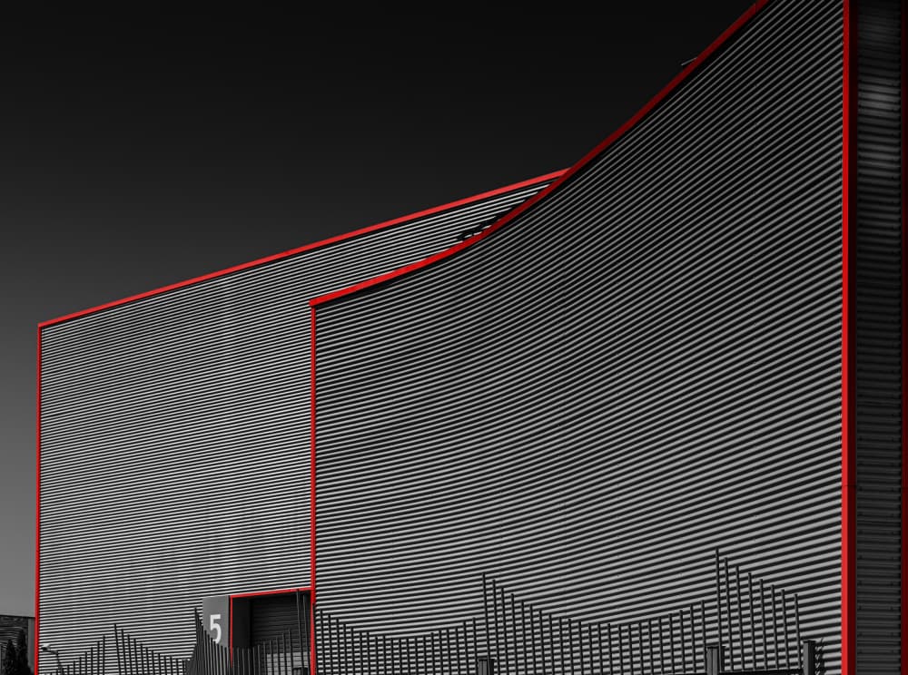 Red Lined Architecture by Jois Domont ( J.L.G.) — canvas wall art
