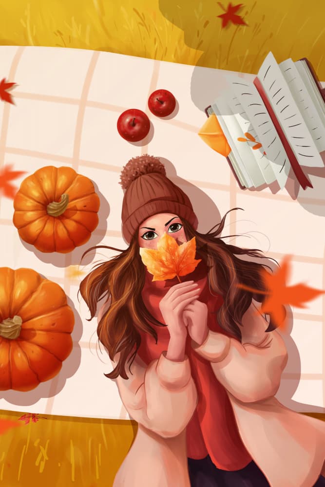Autumn Leaf Girl by Xuan Thai — canvas wall art