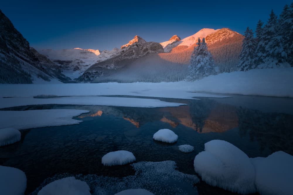 Golden Winter Reflections by Bing Li — canvas wall art