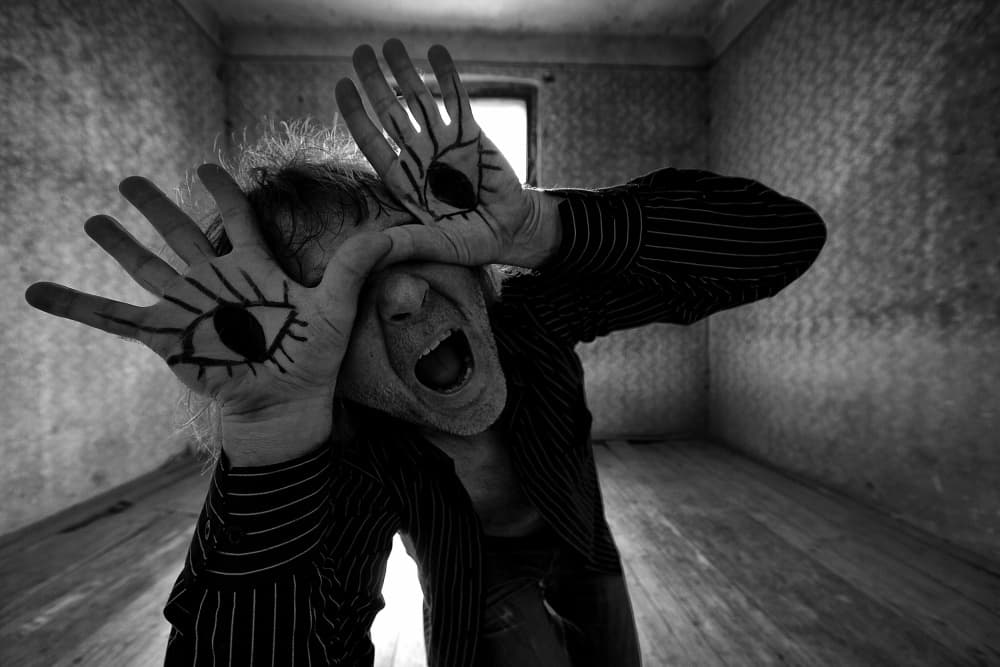 Screaming Man Drawn Eyes by mario grobenski - psychodaddy — canvas wall art