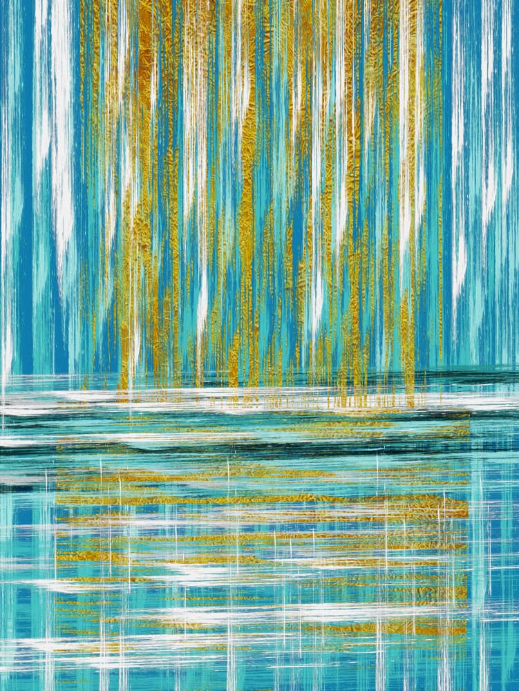 Golden Blue Reflection by Sannel Larson — canvas wall art